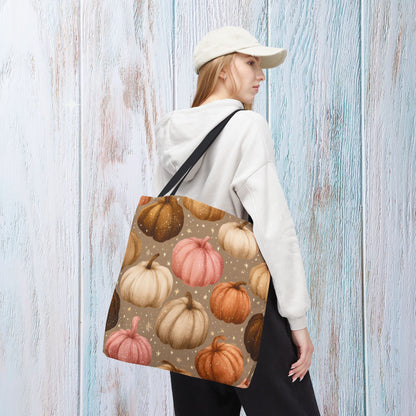 Fall Autumn Pumpkin Tote Bag, Fall Market Shopping Bag, Halloween Trick or Treat AOP Tote Bag, Cute Pumpkins Bookish Tote Bag Gift for Her