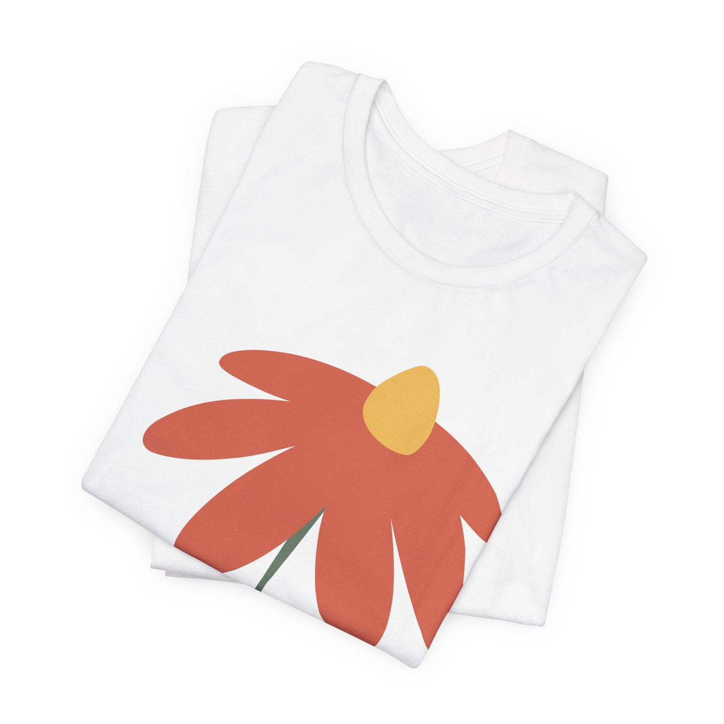 Retro Minimalist Flower Tee — Simple Orange Daisy Graphic T-Shirt