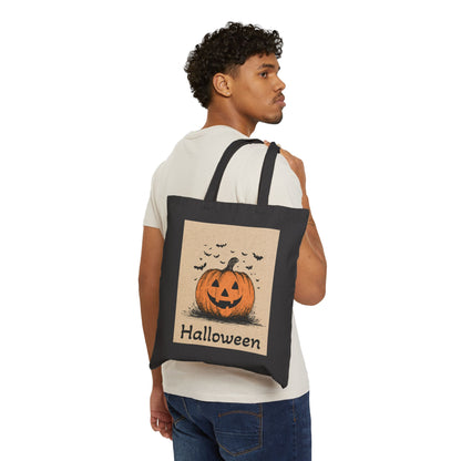 Halloween Tote Bag Trick or Treat Candy Halloween Fall Gift Tote Bag, Shoulder Shopping Bag for Him Her, Scarry Cuteness Pumpkin Tote