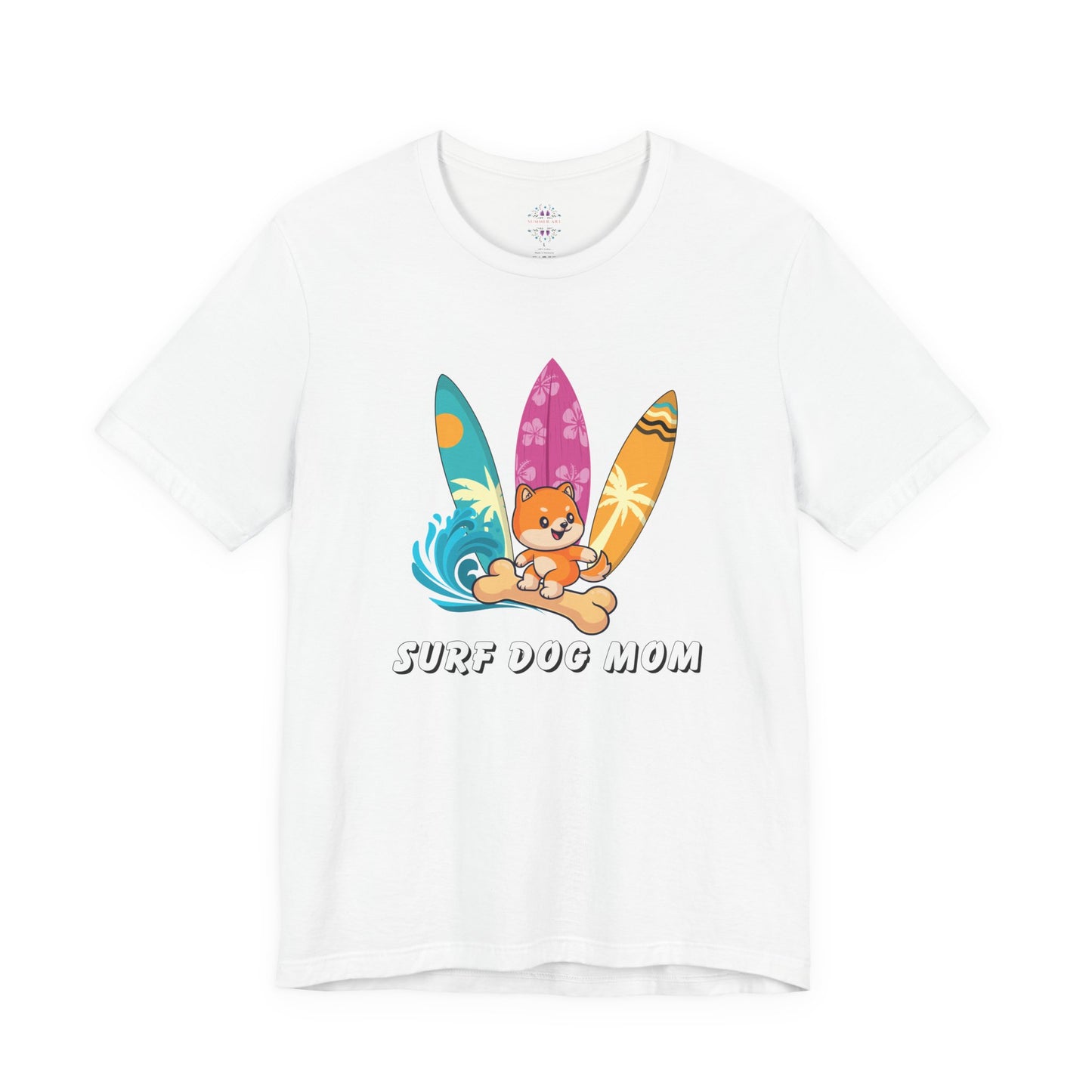 Dog Mom T-Shirt - Summer Beach Shirt for Dog Mom Surfing Gifts, Cute Dog Surfing Graphic Tee, Summer Beach Fashion