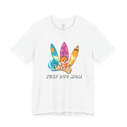 Dog Mom T-Shirt - Summer Beach Shirt for Dog Mom Surfing Gifts, Cute Dog Surfing Graphic Tee, Summer Beach Fashion