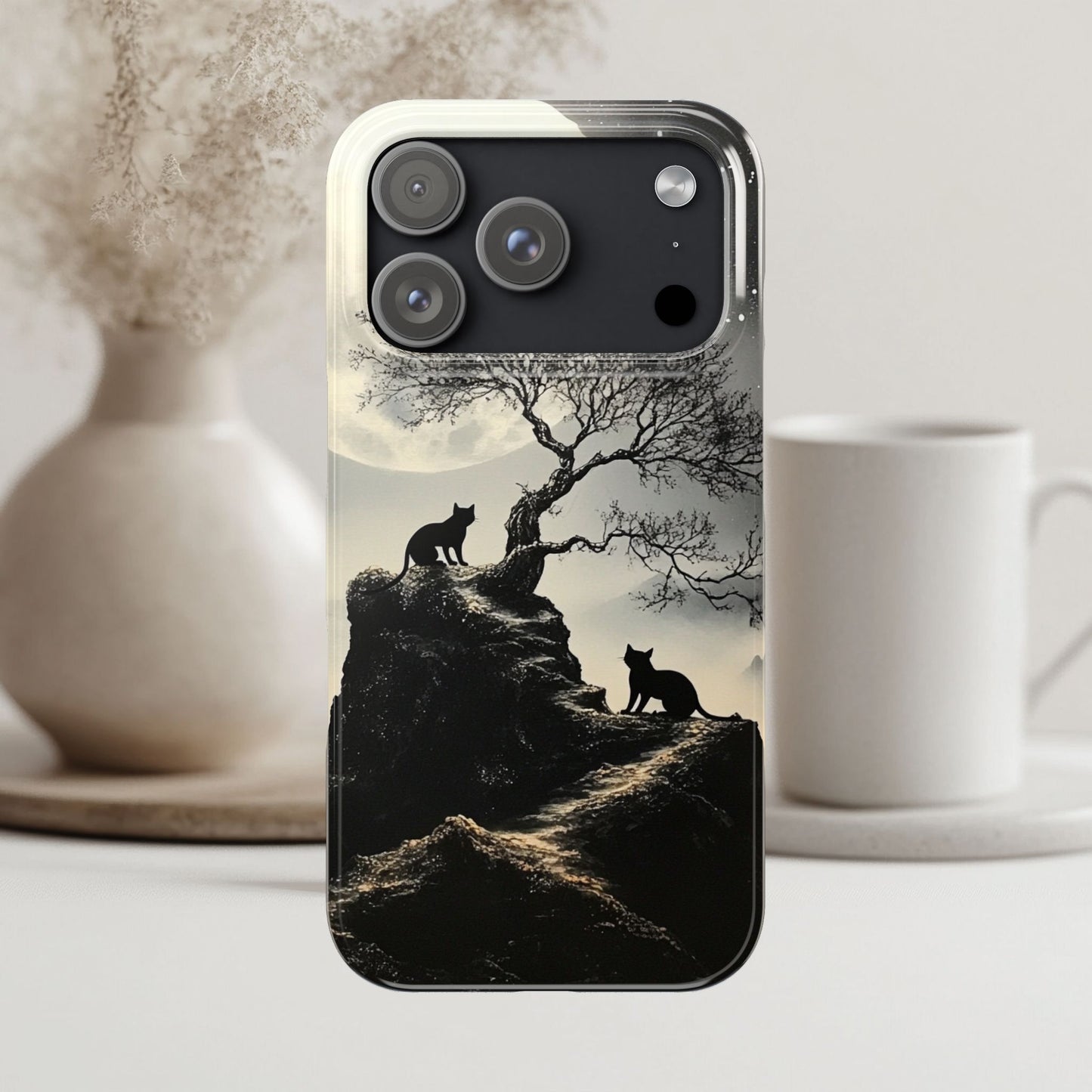 Mystical Moonlight Cat Silhouette  IPhone Case for 17 16 15 14 13 12 Pro Max Phone Case Birthday Gift for Cat Lovers Cat Moms Gift