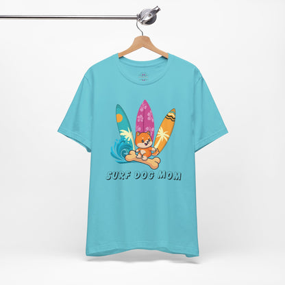 Dog Mom T-Shirt - Summer Beach Shirt for Dog Mom Surfing Gifts, Cute Dog Surfing Graphic Tee, Summer Beach Fashion