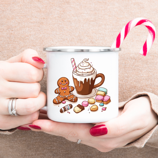 Christmas Enamel Camping Mug- Calories Don't Count, Gift for Friends, Gift for Girlfriend, Secret Santa Mug, Hot Cocoa Mug, Travel Accessories