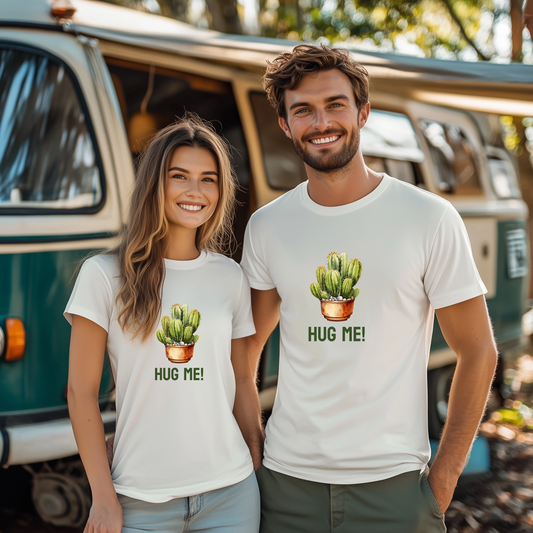 Cactus Tshirt, Succulent Tee, Plant Lover Shirt, Desert Graphic Top, Botanical Print Clothing, Hug me shirt for Friend, Attitude shirt