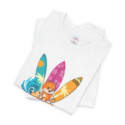 Dog Mom T-Shirt - Summer Beach Shirt for Dog Mom Surfing Gifts, Cute Dog Surfing Graphic Tee, Summer Beach Fashion