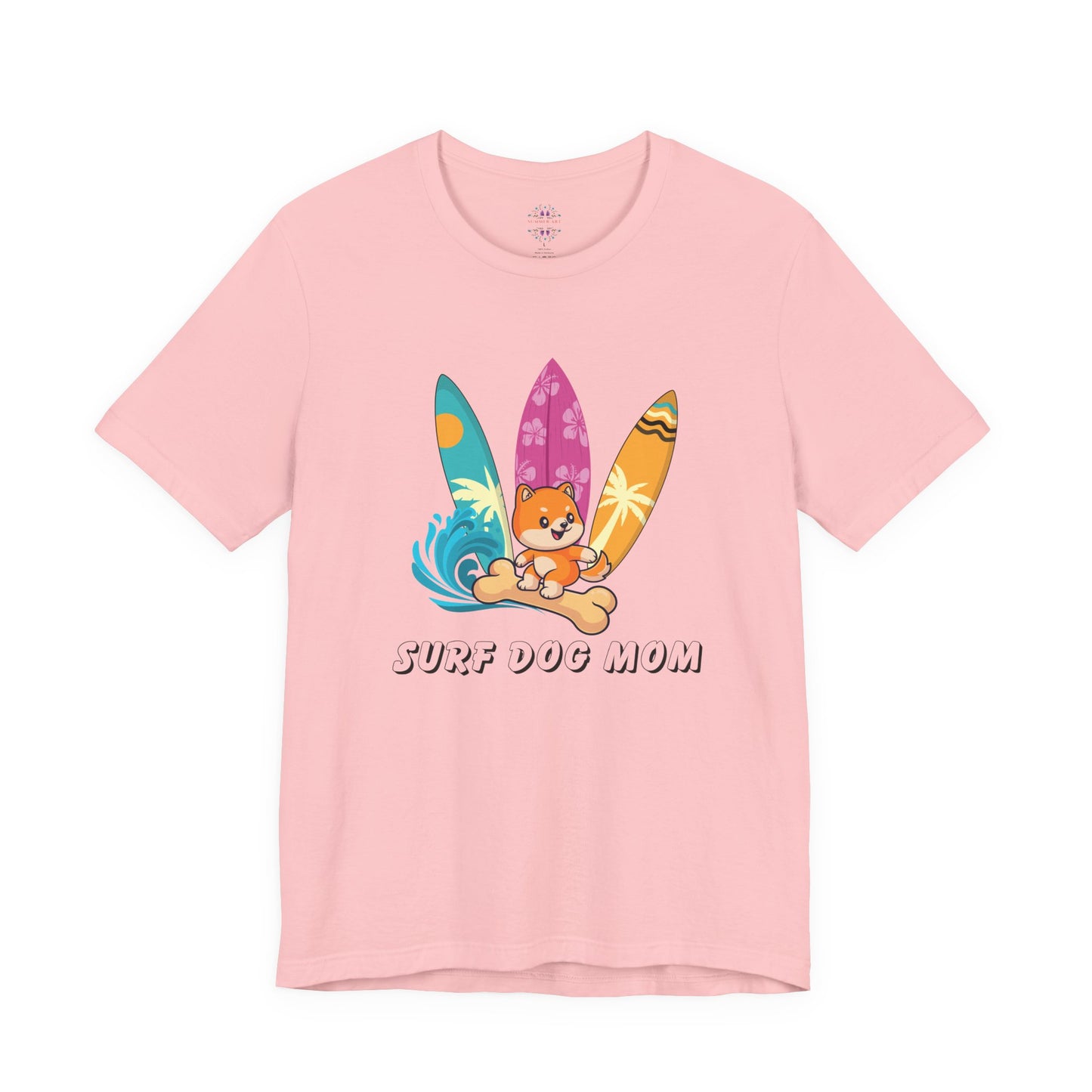 Dog Mom T-Shirt - Summer Beach Shirt for Dog Mom Surfing Gifts, Cute Dog Surfing Graphic Tee, Summer Beach Fashion