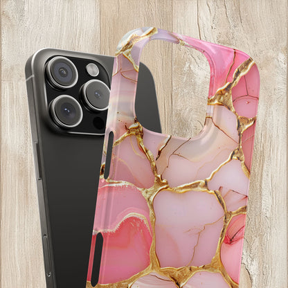 Celestial Stained Glass iPhone case for 17, 16, 15, Marble Case Pink Phone Cover Shiny Gold Case