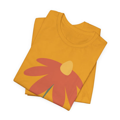 Retro Minimalist Flower Tee — Simple Orange Daisy Graphic T-Shirt