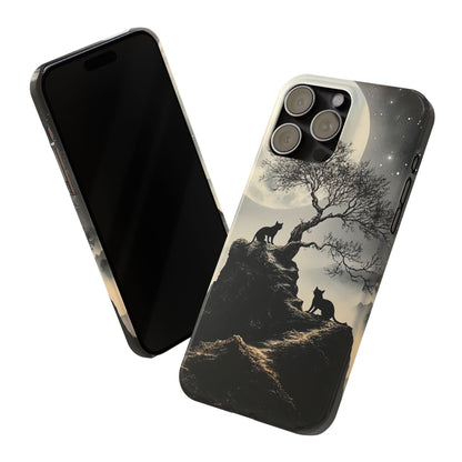 Mystical Moonlight Cat Silhouette  IPhone Case for 17 16 15 14 13 12 Pro Max Phone Case Birthday Gift for Cat Lovers Cat Moms Gift