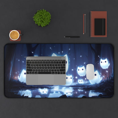 Ghost Cat Mouse Mat- Cat-themed Office Decor, Cute Gaming Mouse Pad, Unique Gift for Friend, Nighttime Study Accessory, PC Accessories