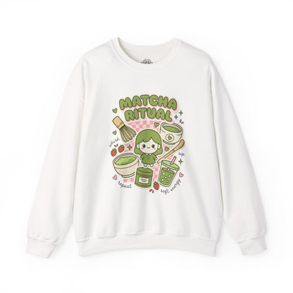 Matcha Ritual Crewneck Sweatshirt | Matcha Aesthetic, Café Girl Graphic