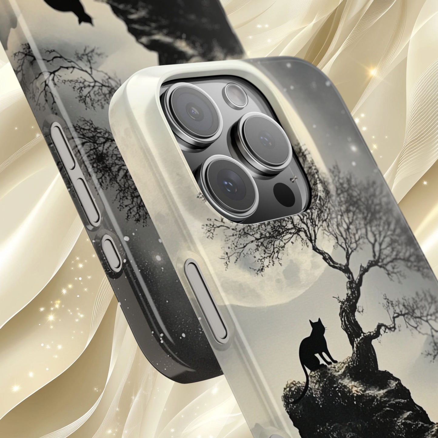 Mystical Moonlight Cat Silhouette  IPhone Case for 17 16 15 14 13 12 Pro Max Phone Case Birthday Gift for Cat Lovers Cat Moms Gift