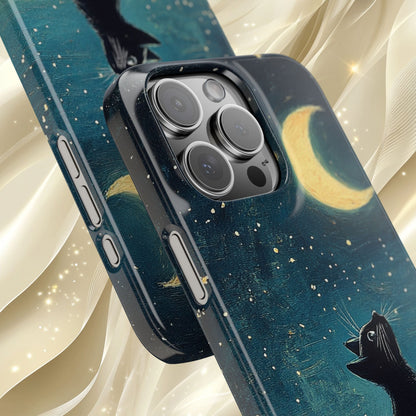 Black Cat iPhone Case for Iphone 17, 16, 15, Cover Starry Night Case Moon and Stars Phone Case Birthday Gift for Cat Lovers Cat Mom