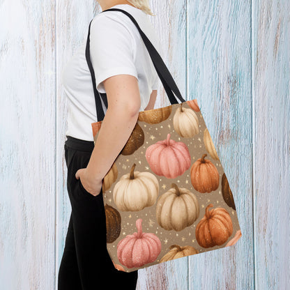 Fall Autumn Pumpkin Tote Bag, Fall Market Shopping Bag, Halloween Trick or Treat AOP Tote Bag, Cute Pumpkins Bookish Tote Bag Gift for Her