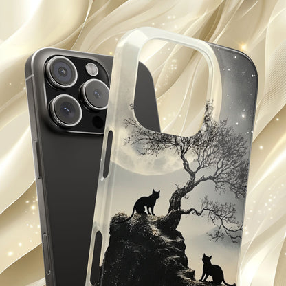 Mystical Moonlight Cat Silhouette  IPhone Case for 17 16 15 14 13 12 Pro Max Phone Case Birthday Gift for Cat Lovers Cat Moms Gift