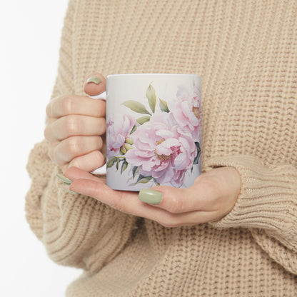 Floral Peonies Coffee Mug - Summer Kitchen Decor, Pretty Peony Flower Cup, Bridal Shower Thank You Gift