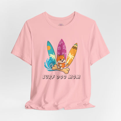 Dog Mom T-Shirt - Summer Beach Shirt for Dog Mom Surfing Gifts, Cute Dog Surfing Graphic Tee, Summer Beach Fashion