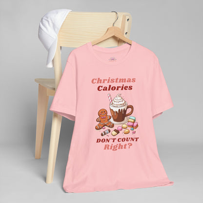 Christmas T-Shirt - Calories Don't Count, Funny Holiday TShirt, Party Outfit Unisex, Festive Apparel for Photo Shoots