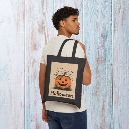 Halloween Tote Bag Trick or Treat Candy Halloween Fall Gift Tote Bag, Shoulder Shopping Bag for Him Her, Scarry Cuteness Pumpkin Tote