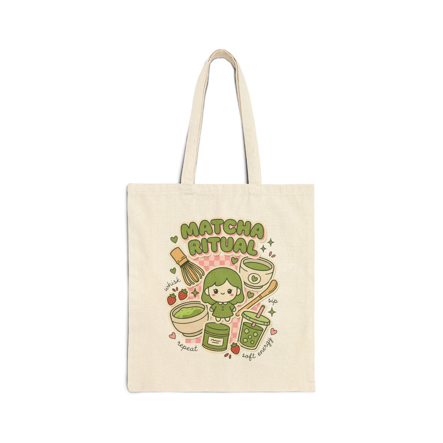 Matcha Ritual Tote | Matcha Girl Aesthetic, Café Cat Illustration