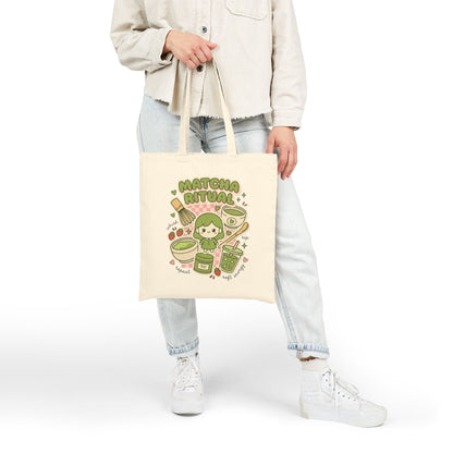 Matcha Ritual Tote | Matcha Girl Aesthetic, Café Cat Illustration